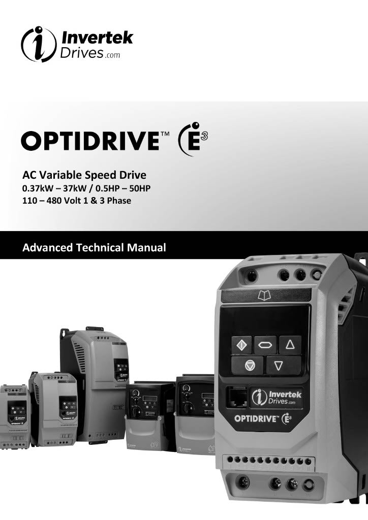 Invertek OptiDrive E3 VFD - 0.5 HP, 240V, 1-Phase Input, 3-Phase Output | Model ODE-3-120023-1F1A