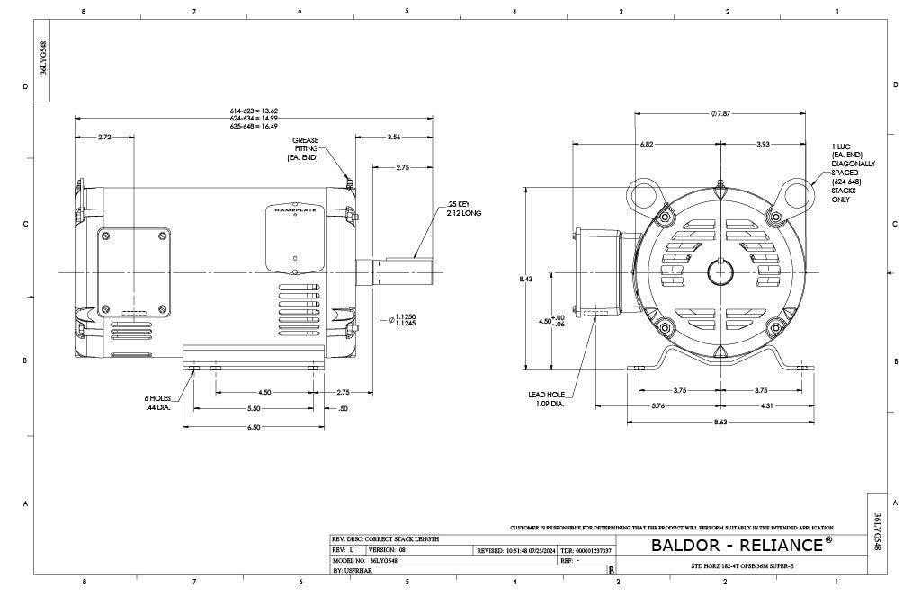 Baldor-EM3218T - 5 HP, 1760 RPM, 3-Phase, OPSB, 184T Frame, Steel