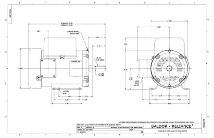 Baldor- L1430T - 5 HP, 1725 RPM, 1-Phase, ODP, 184T Frame, Steel